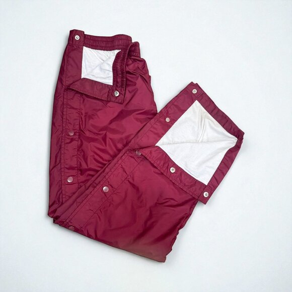 Vintage Breakaway Track Pants Burgundy Maroon Nylon Lined 90s Men's Size M - Picture 1 of 7